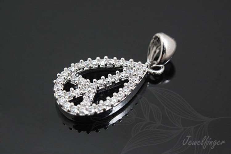 [W]K902-Rhodium Plated-(10pcs)-CZ Peace Pendant-Jewelry Making-Wholesale Jewelry Finding-Jewelry Supplies-Wholesale Pendant, [PRODUCT_SEARCH_KEYWORD], JEWELFINGER-INBEAD, [CURRENT_CATE_NAME]