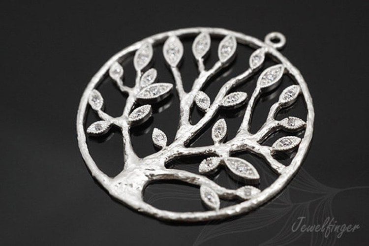 [W]H236-Matt Rhodium Plated-(20pcs)-CZ Tree Pendant-Jewelry Making-Wholesale Jewelry Finding-Jewelry Supplies-Wholesale Pendant, [PRODUCT_SEARCH_KEYWORD], JEWELFINGER-INBEAD, [CURRENT_CATE_NAME]