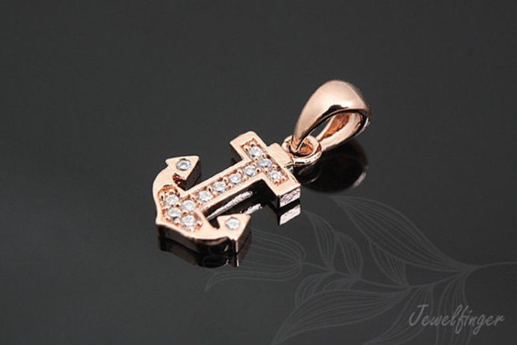 [W]K1001-Pink Gold Plated-(1pcs)-CZ Anchor Pendant-Jewelry Making-Wholesale Jewelry Finding-Jewelry Supplies-Wholesale Pendant, [PRODUCT_SEARCH_KEYWORD], JEWELFINGER-INBEAD, [CURRENT_CATE_NAME]