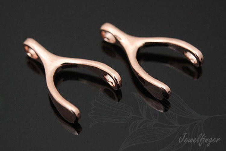 B662-Pink Gold Plated-(2pcs)-Wishbone Charms-Jewelry Making-Wholesale Jewelry Finding-Jewelry Supplies-Wholesale Charm, [PRODUCT_SEARCH_KEYWORD], JEWELFINGER-INBEAD, [CURRENT_CATE_NAME]