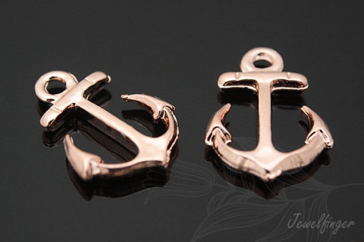 B433-Pink Gold Plated-(2pcs)-Anchor Charms-Jewelry Making-Wholesale Jewelry Finding-Jewelry Supplies-Wholesale Charm, [PRODUCT_SEARCH_KEYWORD], JEWELFINGER-INBEAD, [CURRENT_CATE_NAME]