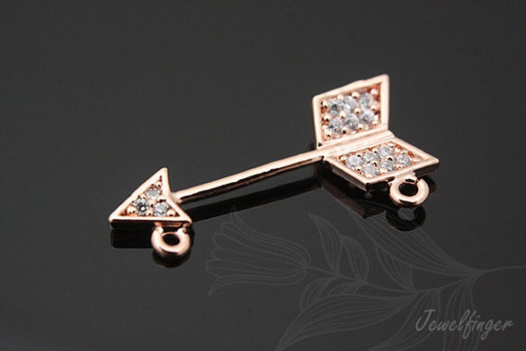 [W]C802-Pink Gold Plated-(20 pcs)-Cubic Cupid Arrow Charm-Jewelry Making-Wholesale Jewelry Finding-Jewelry Supplies-Wholesale Charm, [PRODUCT_SEARCH_KEYWORD], JEWELFINGER-INBEAD, [CURRENT_CATE_NAME]