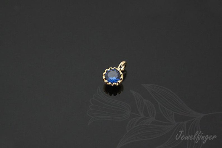 S719-Gold Plated-(4pcs)-CZ 3.5mm-Birthstone September Blue Sapphire-Jewelry Making-Wholesale Jewelry Finding-Jewelry Supplies-Wholesale Charm, [PRODUCT_SEARCH_KEYWORD], JEWELFINGER-INBEAD, [CURRENT_CATE_NAME]