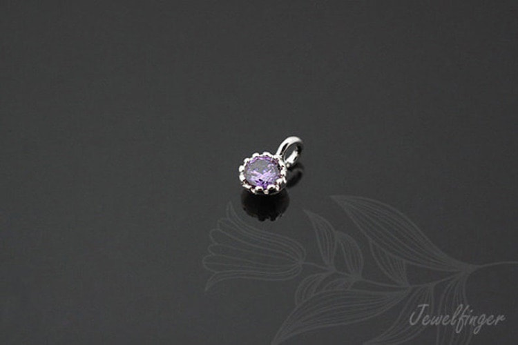[W]S726-Rhodium Plated-(40 pcs)-CZ 3.5mm-Birthstone February Amethyst-Jewelry Making-Wholesale Jewelry Finding-Jewelry Supplies-Wholesale Charm, [PRODUCT_SEARCH_KEYWORD], JEWELFINGER-INBEAD, [CURRENT_CATE_NAME]