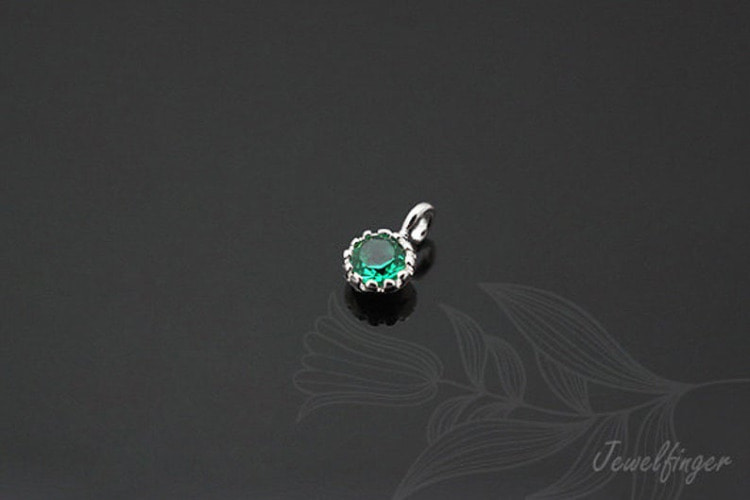 S728-Rhodium Plated-(4pcs)-CZ 3.5mm-Birthstone May Emerald-Jewelry Making-Wholesale Jewelry Finding-Jewelry Supplies-Wholesale Charm, [PRODUCT_SEARCH_KEYWORD], JEWELFINGER-INBEAD, [CURRENT_CATE_NAME]