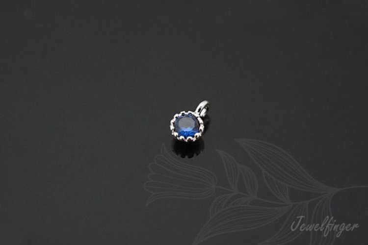 S727-Rhodium Plated-(4pcs)-CZ 3.5mm-Birthstone September Blue Sapphire-Jewelry Making-Wholesale Jewelry Finding-Jewelry Supplies-Wholesale Charm, [PRODUCT_SEARCH_KEYWORD], JEWELFINGER-INBEAD, [CURRENT_CATE_NAME]