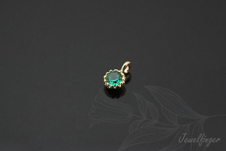 S720-Gold Plated-(4pcs)-CZ 3.5mm-Birthstone May Emerald-Jewelry Making-Wholesale Jewelry Finding-Jewelry Supplies-Wholesale Charm, [PRODUCT_SEARCH_KEYWORD], JEWELFINGER-INBEAD, [CURRENT_CATE_NAME]