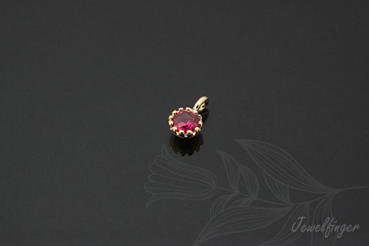 S721-Gold Plated-(4pcs)-CZ 3.5mm-Birthstone July Ruby-Jewelry Making-Wholesale Jewelry Finding-Jewelry Supplies-Wholesale Charm, [PRODUCT_SEARCH_KEYWORD], JEWELFINGER-INBEAD, [CURRENT_CATE_NAME]