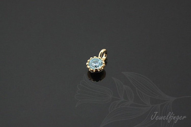 S716-Gold Plated-(4pcs)-CZ 3.5mm-Birthstone March Aquamarine-Jewelry Making-Wholesale Jewelry Finding-Jewelry Supplies-Wholesale Charm, [PRODUCT_SEARCH_KEYWORD], JEWELFINGER-INBEAD, [CURRENT_CATE_NAME]