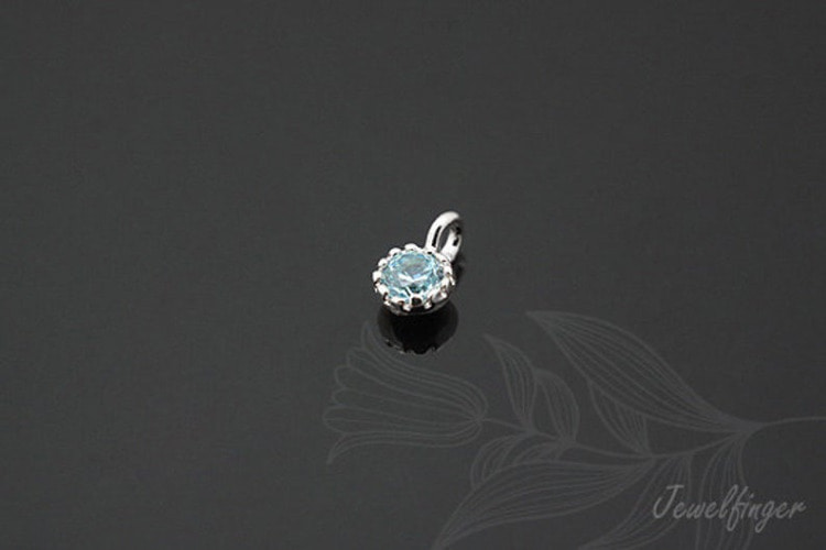 S724-Rhodium Plated-(4pcs)-CZ 3.5mm-Birthstone March Aquamarine-Jewelry Making-Wholesale Jewelry Finding-Jewelry Supplies-Wholesale Charm, [PRODUCT_SEARCH_KEYWORD], JEWELFINGER-INBEAD, [CURRENT_CATE_NAME]