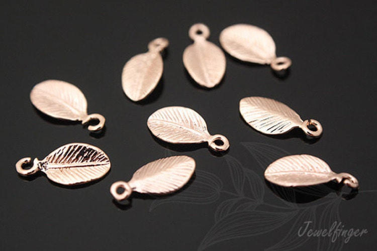 [W]B346-Pink Gold Plated-(100 pcs)-Tiny Leaf Charm-Jewelry Making-Wholesale Jewelry Finding-Jewelry Supplies-Wholesale Charm, [PRODUCT_SEARCH_KEYWORD], JEWELFINGER-INBEAD, [CURRENT_CATE_NAME]