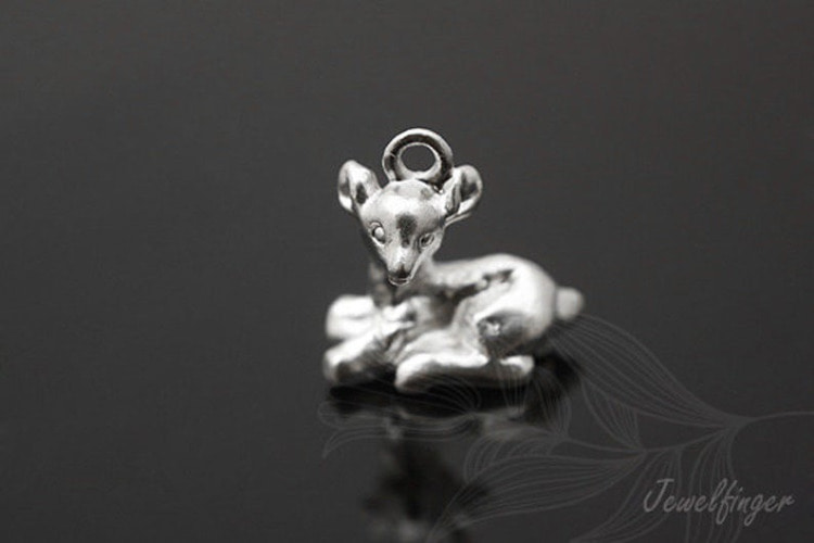[W] S177-Matt Rhodium Plated-(100pcs)-Deer Metal Charms-Animal Pendant-Jewelry Making-Wholesale Jewelry Finding-Jewelry Supplies-Wholesale Charm, [PRODUCT_SEARCH_KEYWORD], JEWELFINGER-INBEAD, [CURRENT_CATE_NAME]