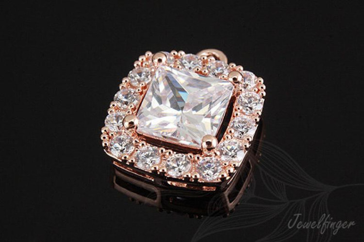C1018-Pink Gold Plated-(1pcs)-Cubic Square Charm-Bridal Square Pendant-Jewelry Making-Wholesale Jewelry Finding-Jewelry Supplies-Wholesale Pendant, [PRODUCT_SEARCH_KEYWORD], JEWELFINGER-INBEAD, [CURRENT_CATE_NAME]