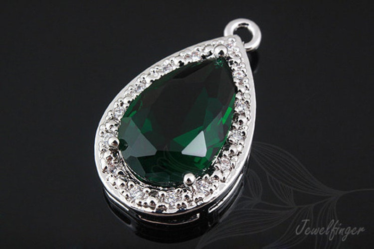 [W]C1074-Rhodium Plated-(10 piece)-CZ Drop Charm-Bridal CZ Drop Pendant-Emerald-Jewelry Making-Wholesale Jewelry Finding-Jewelry Supplies-Wholesale Pendant, [PRODUCT_SEARCH_KEYWORD], JEWELFINGER-INBEAD, [CURRENT_CATE_NAME]