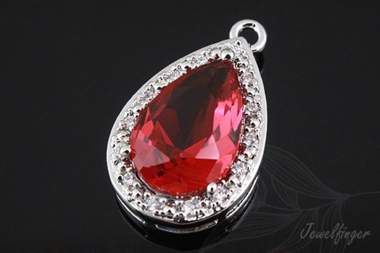 C1080-Rhodium Plated-(1piece)-CZ Drop Charm-Bridal CZ Drop Pendant-Ruby-Jewelry Making-Wholesale Jewelry Finding-Jewelry Supplies-Wholesale Pendant, [PRODUCT_SEARCH_KEYWORD], JEWELFINGER-INBEAD, [CURRENT_CATE_NAME]