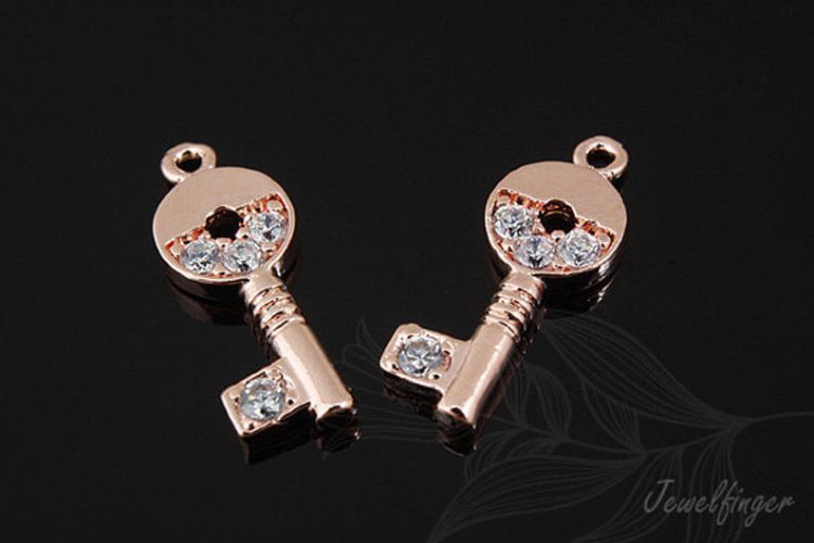 C1088-Pink Gold Plated-(2pcs)-Dainty Key Charm-Tiny Metal Charm-Cubic Mini Key Pendnat-Jewelry Making-Wholesale Jewelry Finding-Jewelry Supplies-Wholesale Charm, [PRODUCT_SEARCH_KEYWORD], JEWELFINGER-INBEAD, [CURRENT_CATE_NAME]