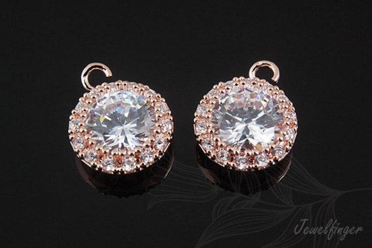 [W]S230-Pink Gold Plated-(10 piece)-Dainty CZ Charm-Tiny Cubic Circle Charm-Cubic Mini Circle Pendnat-Jewelry Making-Wholesale Jewelry Finding-Jewelry Supplies-Wholesale Charm, [PRODUCT_SEARCH_KEYWORD], JEWELFINGER-INBEAD, [CURRENT_CATE_NAME]