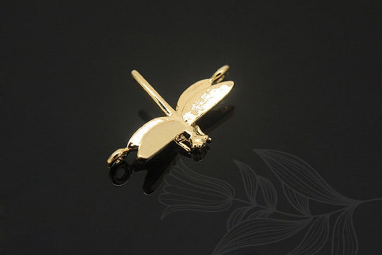 [W] M1147-Gold Plated-(20 pcs)-Sideways Brass Dragonfly Connector-Bug Pendant-Wholesale Connectors, [PRODUCT_SEARCH_KEYWORD], JEWELFINGER-INBEAD, [CURRENT_CATE_NAME]