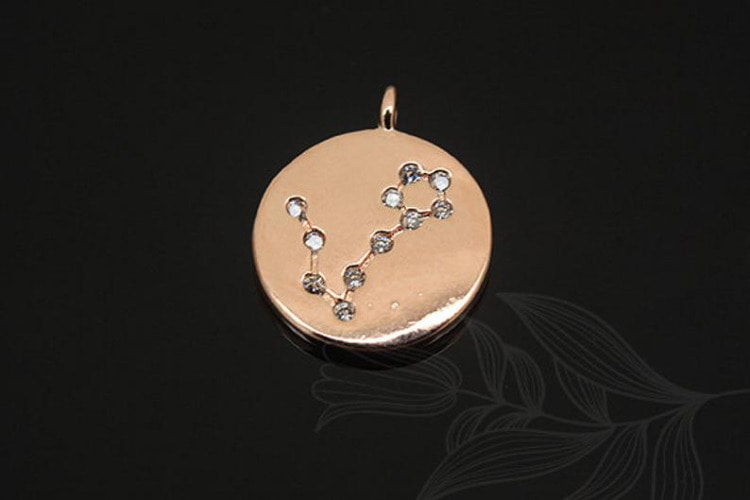 S1125-Pink Gold Plated-(2pcs)-Pisces Charm-Cubic Zodiac-Wholesale Zodiac, [PRODUCT_SEARCH_KEYWORD], JEWELFINGER-INBEAD, [CURRENT_CATE_NAME]