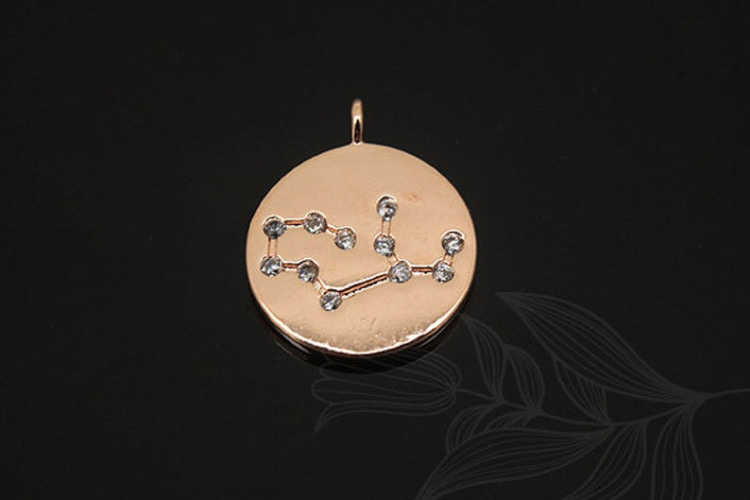 S1131-Pink Gold Plated-(2pcs)-Virgo Charm-Cubic Zodiac-Wholesale Zodiac, [PRODUCT_SEARCH_KEYWORD], JEWELFINGER-INBEAD, [CURRENT_CATE_NAME]