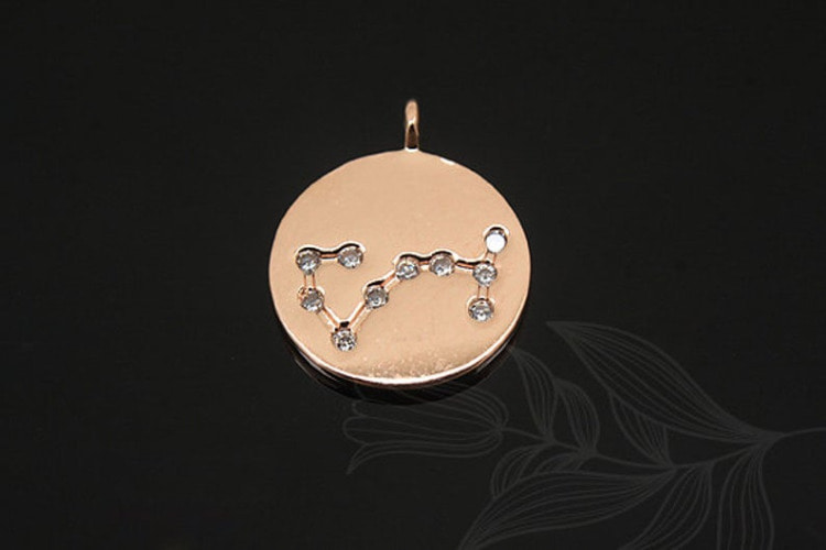 S1133-Pink Gold Plated-(2pcs)-Scorpio Charm-Cubic Zodiac-Wholesale Zodiac, [PRODUCT_SEARCH_KEYWORD], JEWELFINGER-INBEAD, [CURRENT_CATE_NAME]