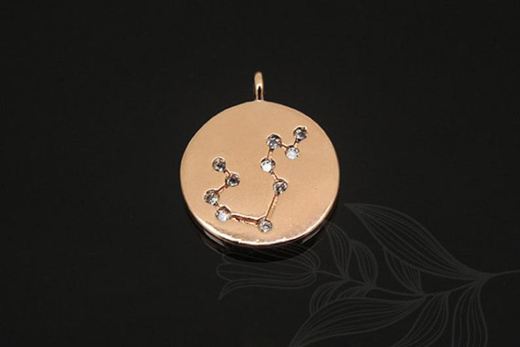 S1124-Pink Gold Plated-(2pcs)-Aquarius Charm-Cubic Zodiac-Wholesale Zodiac, [PRODUCT_SEARCH_KEYWORD], JEWELFINGER-INBEAD, [CURRENT_CATE_NAME]