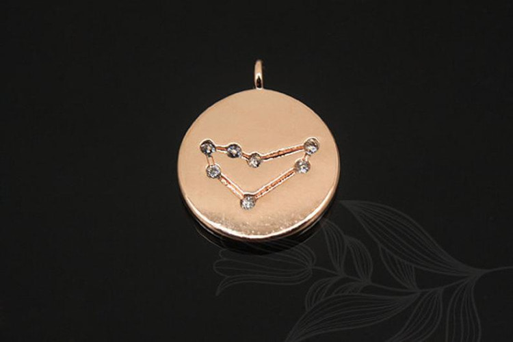 S1135-Pink Gold Plated-(2pcs)-Capricorn Charm-Cubic Zodiac-Wholesale Zodiac, [PRODUCT_SEARCH_KEYWORD], JEWELFINGER-INBEAD, [CURRENT_CATE_NAME]