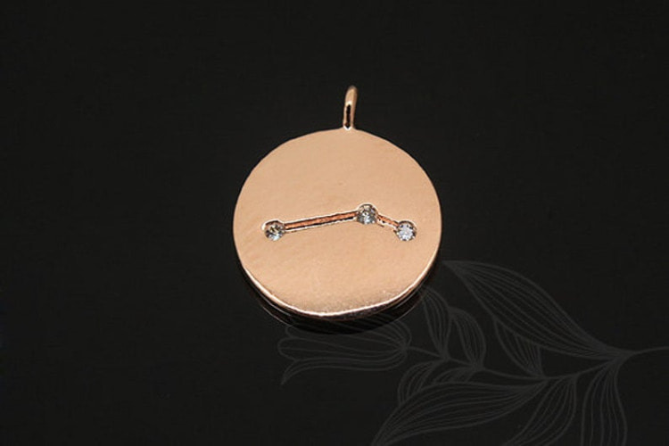 S1126-Pink Gold Plated-(2pcs)-Aries Charm-Cubic Zodiac-Wholesale Zodiac, [PRODUCT_SEARCH_KEYWORD], JEWELFINGER-INBEAD, [CURRENT_CATE_NAME]