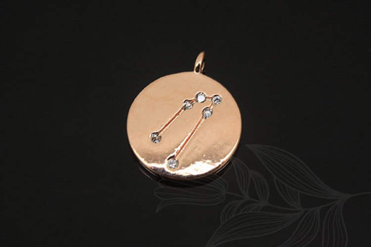 S1127-Pink Gold Plated-(2pcs)-Taurus Charm-Cubic Zodiac-Wholesale Zodiac, [PRODUCT_SEARCH_KEYWORD], JEWELFINGER-INBEAD, [CURRENT_CATE_NAME]