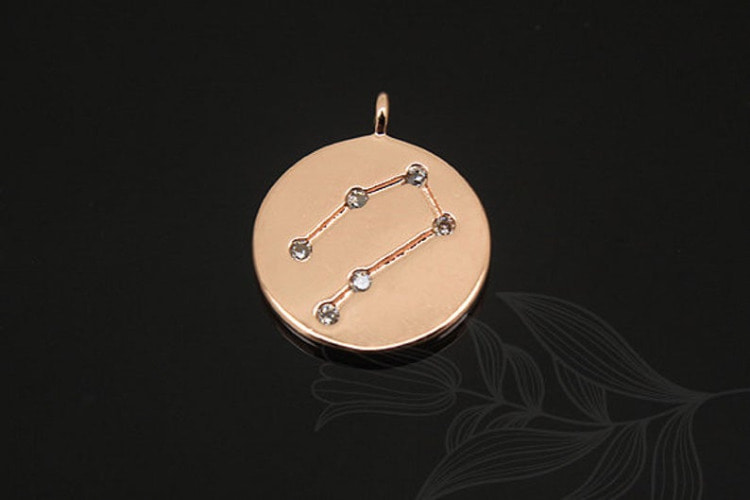 S1128-Pink Gold Plated-(2pcs)-Gemini Charm-Cubic Zodiac-Wholesale Zodiac, [PRODUCT_SEARCH_KEYWORD], JEWELFINGER-INBEAD, [CURRENT_CATE_NAME]