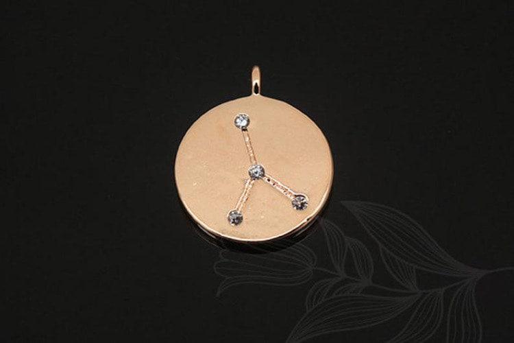 S1129-Pink Gold Plated-(2pcs)-Cancer Charm-Cubic Zodiac-Wholesale Zodiac, [PRODUCT_SEARCH_KEYWORD], JEWELFINGER-INBEAD, [CURRENT_CATE_NAME]