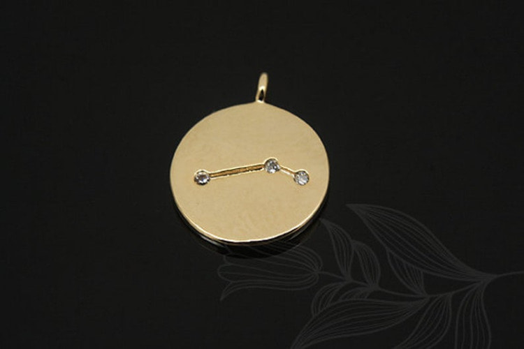 S1150-Gold Plated-(2pcs)-Aries Charm-Cubic Zodiac-Wholesale Zodiac, [PRODUCT_SEARCH_KEYWORD], JEWELFINGER-INBEAD, [CURRENT_CATE_NAME]