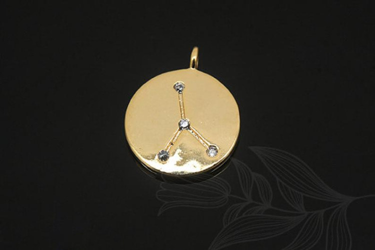 S1153-Gold Plated-(2pcs)-Cancer Charm-Cubic Zodiac-Wholesale Zodiac, [PRODUCT_SEARCH_KEYWORD], JEWELFINGER-INBEAD, [CURRENT_CATE_NAME]