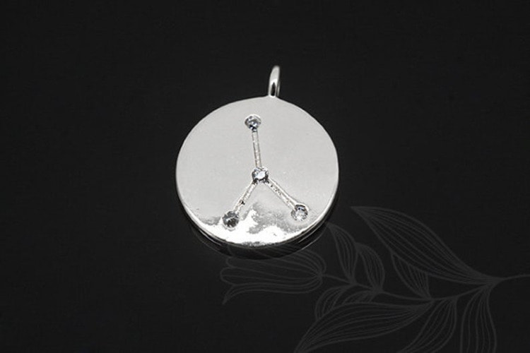 S1141-Rhodium Plated-(2pcs)-Cancer Charm-Cubic Zodiac-Wholesale Zodiac, [PRODUCT_SEARCH_KEYWORD], JEWELFINGER-INBEAD, [CURRENT_CATE_NAME]