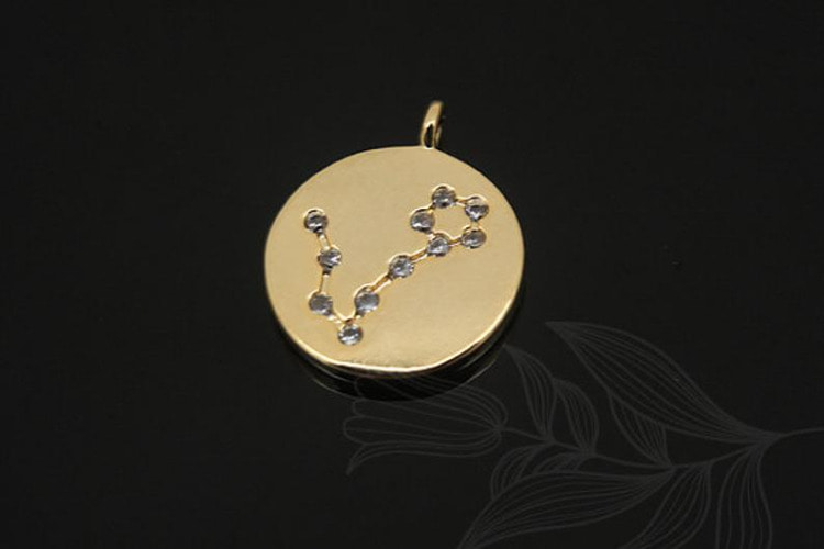 S1149-Gold Plated-(2pcs)-Pisces Charm-Cubic Zodiac-Wholesale Zodiac, [PRODUCT_SEARCH_KEYWORD], JEWELFINGER-INBEAD, [CURRENT_CATE_NAME]