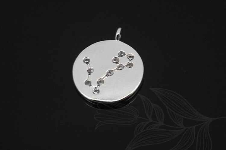 S1137-Rhodium Plated-(2pcs)-Pisces Charm-Cubic Zodiac-Wholesale Zodiac, [PRODUCT_SEARCH_KEYWORD], JEWELFINGER-INBEAD, [CURRENT_CATE_NAME]