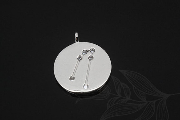 S1139-Rhodium Plated-(2pcs)-Taurus Charm-Cubic Zodiac-Wholesale Zodiac, [PRODUCT_SEARCH_KEYWORD], JEWELFINGER-INBEAD, [CURRENT_CATE_NAME]