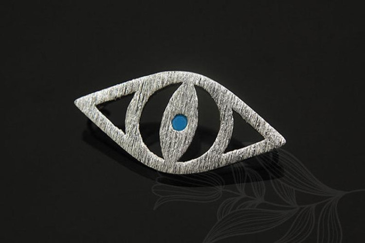 M1355-Rhodium Plated-(2pcs)-CZ Sideway Evil Eye Pendant-Turquoise-Wholesale Pendants, [PRODUCT_SEARCH_KEYWORD], JEWELFINGER-INBEAD, [CURRENT_CATE_NAME]