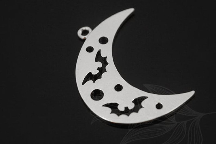 M1385-Rhodium Plated-(2pcs)-Crescent Moon Pendant-Punch Work-Wholesale Pendants, [PRODUCT_SEARCH_KEYWORD], JEWELFINGER-INBEAD, [CURRENT_CATE_NAME]