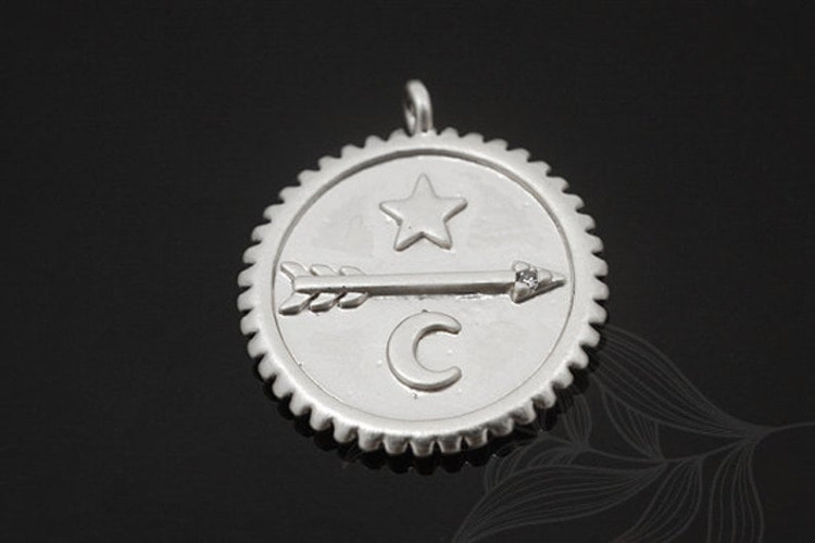[W] M1389-Matt Rhodium Plated-(20 pcs)-CZ Compass Charm-Compass Pendant-CZ,Moon,Arrow,Star Charm-Coin Charm-Wholesale Charms, [PRODUCT_SEARCH_KEYWORD], JEWELFINGER-INBEAD, [CURRENT_CATE_NAME]