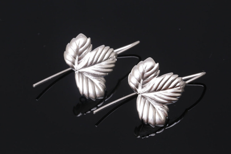 S630-Matt Rhodium Plated (1pairs)-Leaf Earrings-Earring Component, [PRODUCT_SEARCH_KEYWORD], JEWELFINGER-INBEAD, [CURRENT_CATE_NAME]