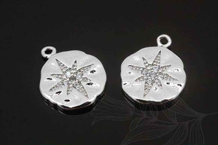 H133-Rhodium Plated-(2pcs)-CZ North Star Charm-North Star Pendant-Wholesale Charms, [PRODUCT_SEARCH_KEYWORD], JEWELFINGER-INBEAD, [CURRENT_CATE_NAME]