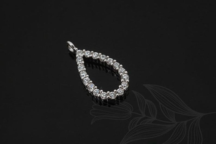 M1427-Rhodium Plated-(2pcs)-CZ Drop Charm-Wholesale Charms, [PRODUCT_SEARCH_KEYWORD], JEWELFINGER-INBEAD, [CURRENT_CATE_NAME]