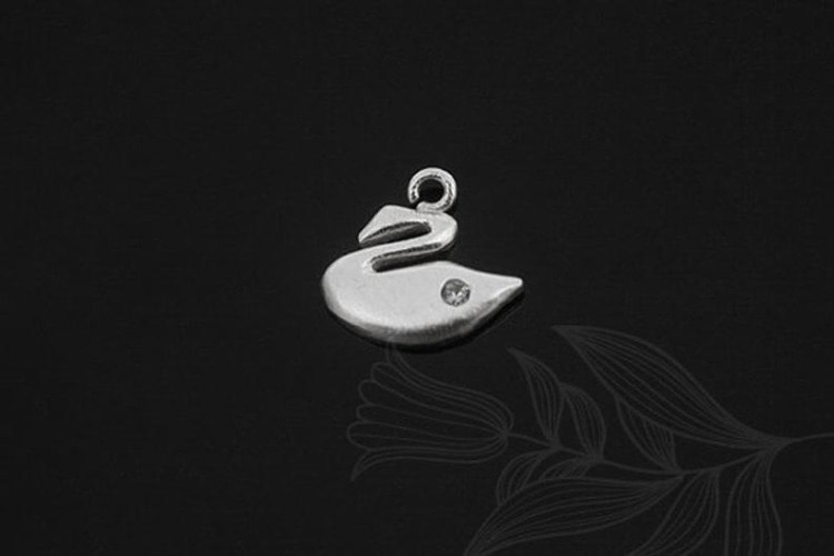 [W] M1569-Matt Rhodium Plated-(50pcs)-CZ Swan Charm-Tiny Charm-Wholesale Charms, [PRODUCT_SEARCH_KEYWORD], JEWELFINGER-INBEAD, [CURRENT_CATE_NAME]