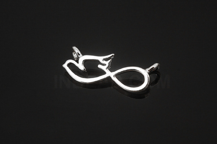 M1606-Rhodium Plated-(2pcs)-Infinite Curved Pigeon Pendant-Wholesale Pendants, [PRODUCT_SEARCH_KEYWORD], JEWELFINGER-INBEAD, [CURRENT_CATE_NAME]