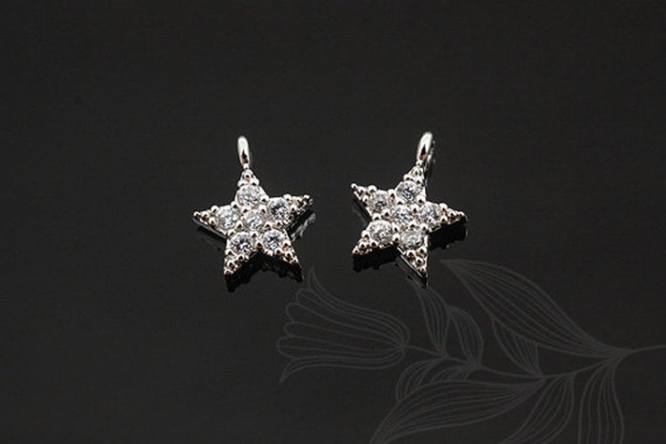 [W] M1684-Rhodium Plated-(20 pcs)-CZ Star Charm-Tiny Cubic Charm-Wholesale Charms, [PRODUCT_SEARCH_KEYWORD], JEWELFINGER-INBEAD, [CURRENT_CATE_NAME]