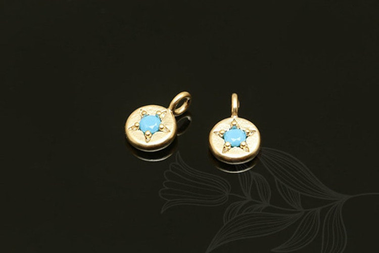 [W] S1324-Matt Gold Plated-(20 pcs)-Birthstone Dec-Turquoise-CZ Charm-Wholesale Birthstone, [PRODUCT_SEARCH_KEYWORD], JEWELFINGER-INBEAD, [CURRENT_CATE_NAME]