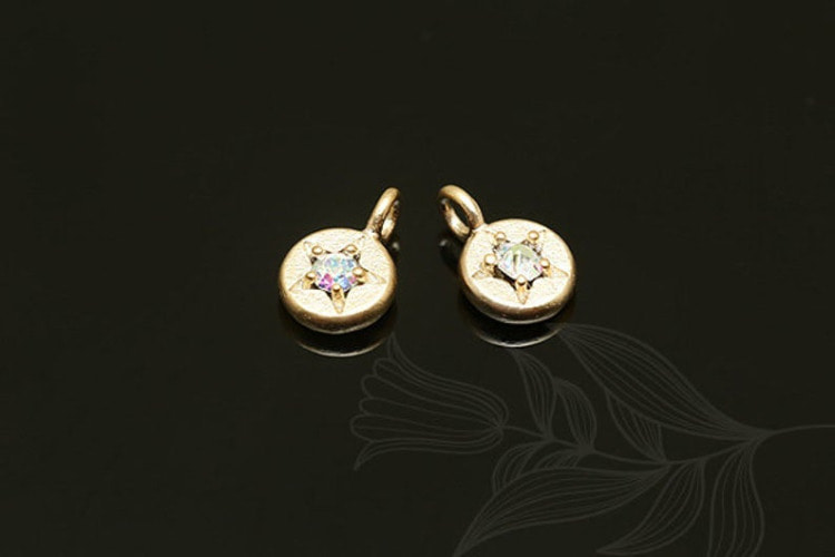 S1322-Matt Gold Plated-(2pcs)-Birthstone Oct-Opal-CZ Charm-Wholesale Birthstone, [PRODUCT_SEARCH_KEYWORD], JEWELFINGER-INBEAD, [CURRENT_CATE_NAME]