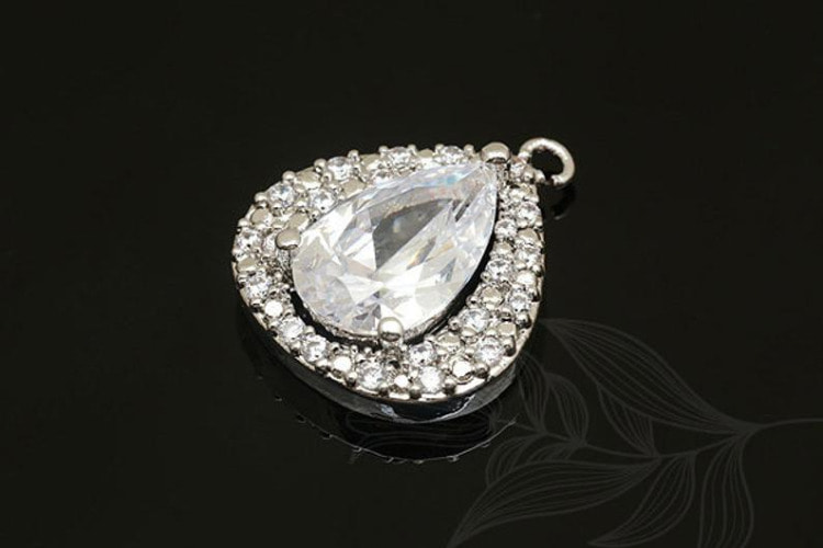 [W] C1315-Rhodium Plated-(10 pieces )-16*18.5mm CZ L Pendant-Wholesale Pendants, [PRODUCT_SEARCH_KEYWORD], JEWELFINGER-INBEAD, [CURRENT_CATE_NAME]