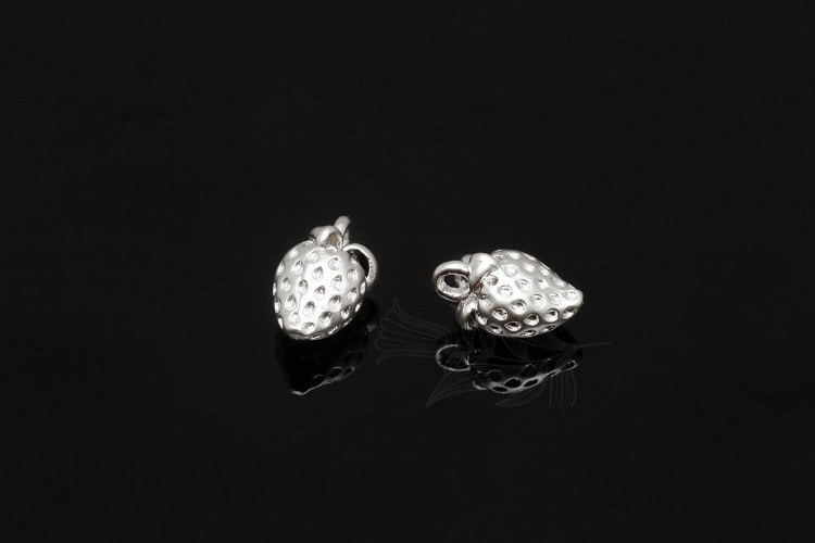 [W] M1830-Matt Rhodium Plated-(20 pcs)-Strawberry Charm-3D Strawberry Charm-Fruit Charm-Strawberry Pendant-Wholesale Charms, [PRODUCT_SEARCH_KEYWORD], JEWELFINGER-INBEAD, [CURRENT_CATE_NAME]